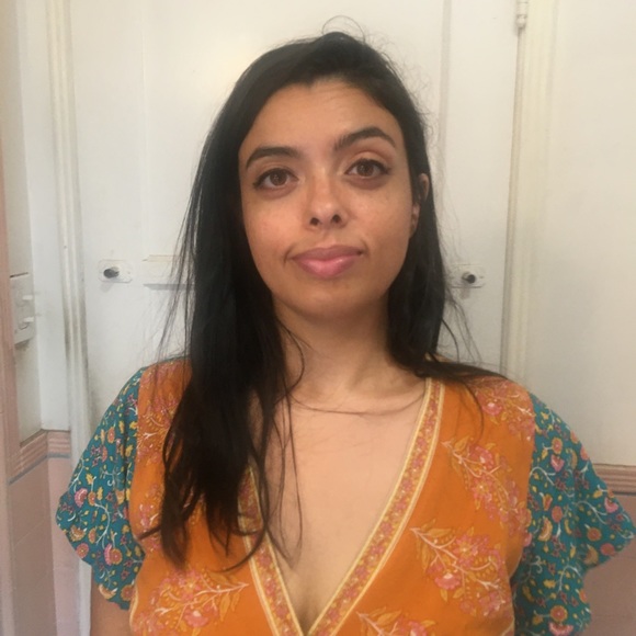 Boho Teal & Orange Wrap Dress - Picture 3 of 17